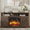 imageAmada Fireplace TV Stand for 75 Inch Farmhouse TV Stands with Storage Entertainment Center with Fireplace Open Storage Cable Management Rustic Wood TV Stand Barn Doors for Living Room BedroomDark Walnut