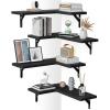 imageAmada HOMEFURNISHING Corner Floating Shelves Set of 4 Corner Wall Shelves Shelves for Wall Decor Corner Wood Shelves for Home Decor Office Bedroom Bathroom Laundry Room Kitchen BrownBlack