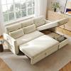 imageAmada Sectional Sofa Bed with Reversible Storage Chaise Pull Out Couch Bed Convertible Cloud Chenille Couch with USB Charging ampamp Side Pockets L Shaped Modular Couches for Living Room ApartmentWhite