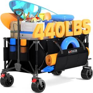image300L Large Wagons Carts Foldable HeavyDuty Collapsible Wagon Cart with AllTerrain Wheels 440 lbs Capacity Compact Folding Wagon for Camping Beach Sports and Outdoor Hauling