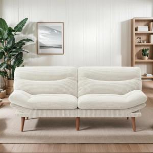 image75 Futon Sofa Bed 3in1 Futon Couch wAdjustable Backrest ampamp Armrests Corduroy Convertible Sleeper Sofa Bed Folding Sleeper Recliner wRemovable Cushion for Apartment Living Room OfficeGreyWhite