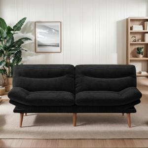 image75 Futon Sofa Bed 3in1 Futon Couch wAdjustable Backrest ampamp Armrests Corduroy Convertible Sleeper Sofa Bed Folding Sleeper Recliner wRemovable Cushion for Apartment Living Room OfficeGreyBlack