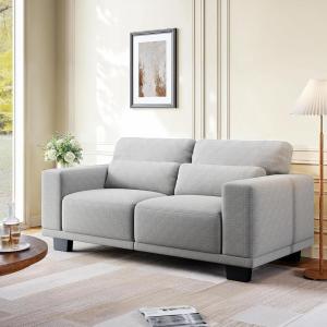 imageAMADA HOMEFURNISHING 40quot Living Room ChairsReading ChairAccent ChairSmall Sofa Couch for BedroomOversize MidCentury Armchair with Deep Seat Comfy Sofa CouchWhiteLight Gray