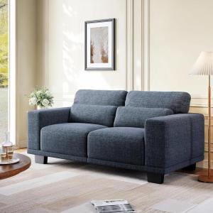 imageAMADA HOMEFURNISHING 40quot Living Room ChairsReading ChairAccent ChairSmall Sofa Couch for BedroomOversize MidCentury Armchair with Deep Seat Comfy Sofa CouchWhiteLinen Blue
