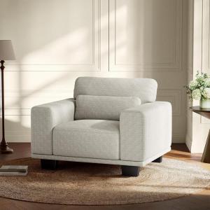 imageAMADA HOMEFURNISHING 40quot Living Room ChairsReading ChairAccent ChairSmall Sofa Couch for BedroomOversize MidCentury Armchair with Deep Seat Comfy Sofa CouchWhiteBeige White