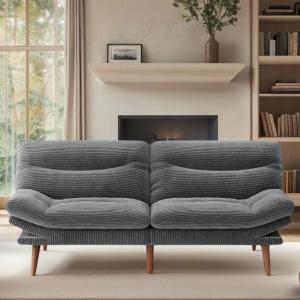 imageAMADA HOMEFURNISHING 75quot Futon Sofa BedVintage Couch with Adjustable Backrest ampamp Armrests Convertible Futon Sofa Couch for Efficient HomeApartment Living Room or Office Corduroy futonGrey