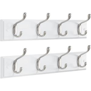 imageAMADA HOMEFURNISHING Coat Rack Wall Mount 2 Pack Wall Hooks for Coats Hats  WhiteWhite