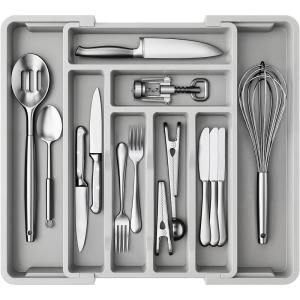 imageAMADA HOMEFURNISHING Expandable Silverware Drawer Organizer Adjustable Utensil Tray For Kitchen Storage BPAFree Cutlery Holder for Spoons Forks and Knives Easy to Clean and WashGray