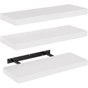 imageAMADA HOMEFURNISHING Floating Shelves Wall Shelves for BathroomLiving RoomBedroomKitchen Decor White Shelves with Invisible Brackets Set of 3  AMFS08White