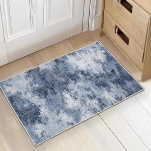 imageAMADA HOMEFURNISHING Washable Entry Rug2x3 Modern Abstract Rug with Short Pile and NonSlip Backing Small Rug with Abstract Pattern for Entryway Kitchen and Living Room GreyDark Blue