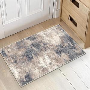 imageAMADA HOMEFURNISHING Washable Entry Rug2x3 Modern Abstract Rug with Short Pile and NonSlip Backing Small Rug with Abstract Pattern for Entryway Kitchen and Living Room GreyBrown