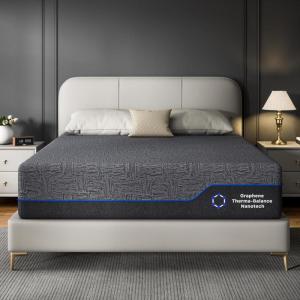 imageAmada 12 Inch Queen Mattress Queen Memory Foam Mattress Cooling Sleep ampamp Pressure Relief Medium Plus Feel ampamp FiberglassFree Graphene Fabric CertiPURUS Certified Mattress Bed in a BoxGrey