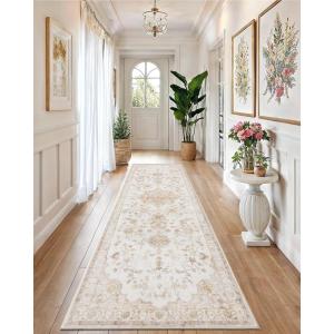 imageAmada 8x10 Area Rugs NonSlip Washable Rug with Low Profile Durable Bound Edge Soft Large Vintage Rug for Living Room Bedroom Dinning Room Home OfficeBeige