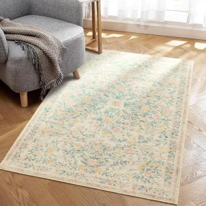 imageAmada 8x10 Area Rugs NonSlip Washable Rug with Low Profile Durable Bound Edge Soft Large Vintage Rug for Living Room Bedroom Dinning Room Home OfficePink