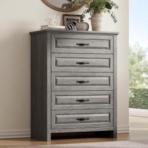 imageAmada Farmhouse 6 Drawer Dresser for Bedroom 472 Inch Wide Wood Dresser with Natural Texture Large Drawers Rustic Farmhouse Chest of Drawers for Bedroom Living Room Hallway GrayGrey