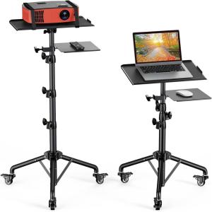 imageAmada Projector Stand with Wheels Height Adjustable Rolling Stand with Mouse Tray Bag Included  Ideal for Laptop Projector DJ Sheet Music  AMPS05
