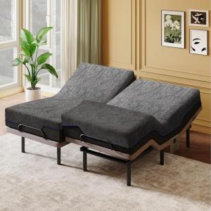imageAmada Queen Size Adjustable Bed Frame with Massage ZeroClearance and Zero Gravity Mode Electric Bed with Head and Foot Incline 4 USB Ports and Wireless Remote Easy AssemblySplit King