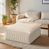 imageAmada Square OttomanCorduroy Fabric  Versatile Upholstered Coffee Table and Footrest  Couch Ottoman  Living Room Accent Table  Large FootstoolOff White