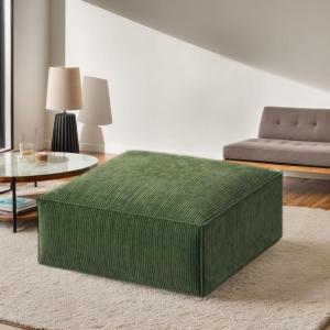 imageAmada Square OttomanCorduroy Fabric  Versatile Upholstered Coffee Table and Footrest  Couch Ottoman  Living Room Accent Table  Large FootstoolSeaweed Green