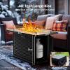 imageAMADA HOMEFURNISHING 43 Inch Propane Fire Pit Table 60000 BTU Gas Fire Pit with Premium Glass Rocks Wind Guard Glass Shield Waterproof Cover Cup Holders Fire Table for Patio and Garden