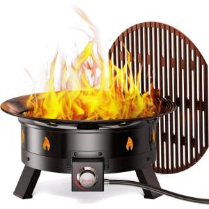 imageAmada Propane Fire Pit 24 Inch Portable Gas Fire Pit with Grill Grate Folding Legs Propane Tank Holder Cover ampamp Carry Kit for Outdoor Camping Patio 58000 BTU