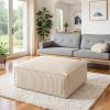 imageAmada Corduroy Square Ottoman Versatile Upholstered Sectional Coffee Table and Footrest  Couch Ottoman  Living Room Accent Table  No Assembly Required1Seater Almond White
