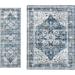 imageAMADA HOMEFURNISHING 2x6 and 5x7 Area Rugs Buying Together Washable Area Rug LowProfile Indoor Rug with NonSlip Backing ampamp Durable Edge Binding