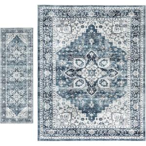 imageAMADA HOMEFURNISHING 8x10 and 2x6 Area Rugs Buying Together Washable Area Rug LowProfile Indoor Rug with NonSlip Backing ampamp Durable Edge Binding
