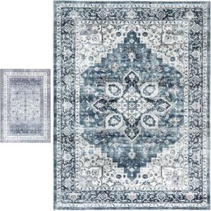 imageAMADA HOMEFURNISHING 9x12 and 2x3 Area Rugs Buying Together Washable Area Rug LowProfile Indoor Rug with NonSlip Backing ampamp Durable Edge Binding