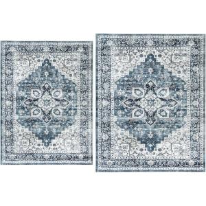 imageAMADA HOMEFURNISHING Blue 8x10 and 9x12 Area Rugs Washable Area Rug LowProfile Indoor Rug with NonSlip Backing ampamp Durable Edge Binding