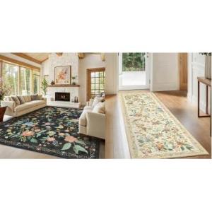 imageAmada 8x10 Area Rugs and 2x6 Washable Runner Rug NonSlip ampamp LowProfile Kitchen Area Rug with Durable Edge Binding Boho Floral Pattern Soft Long Entryway Runner Rugs for Bedroom ampamp Hallway