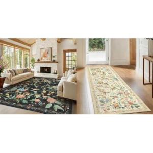 imageAmada Area Rugs 8x10 and 2x6 Washable Runner Rug Washable Floral Non Slip Large Living Room Rug Vintage Distressed Soft Carpet for Bedroom Dinning Room Home Office