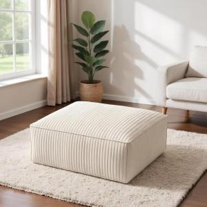 imageAmada Corduroy Sectional Couch Ottomans Upholstered Couches for Living Room Bedroom with Ottoman No Assembly Required1Ottoman Cream White