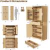 imageAmada Fluted Pantry Cabinet Versatile 72 Tall Storage Cabinet with Adjustable Shelves Kitchen Cabinet with Magnetic Doors ampamp AntiTip DesignWhiteNatural Oak