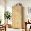 imageAmada Fluted Pantry Cabinet Versatile 72 Tall Storage Cabinet with Adjustable Shelves Kitchen Cabinet with Magnetic Doors ampamp AntiTip DesignWhiteNatural Oak
