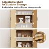 imageAmada Fluted Pantry Cabinet Versatile 72 Tall Storage Cabinet with Adjustable Shelves Kitchen Cabinet with Magnetic Doors ampamp AntiTip DesignWhiteNatural Oak