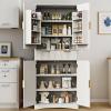 imageAmada Fluted Pantry Cabinet Versatile 72 Tall Storage Cabinet with Adjustable Shelves Kitchen Cabinet with Magnetic Doors ampamp AntiTip DesignWhiteWhite
