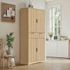 imageAmada Fluted Pantry Cabinet Versatile 72 Tall Storage Cabinet with Adjustable Shelves Kitchen Cabinet with Magnetic Doors ampamp AntiTip DesignWhiteNatural Oak