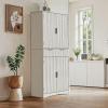 imageAmada Fluted Pantry Cabinet Versatile 72 Tall Storage Cabinet with Adjustable Shelves Kitchen Cabinet with Magnetic Doors ampamp AntiTip DesignWhiteWhite