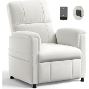 imageAmada Power Recliner Chair Chenille Electric Reclining Chair for Adults for Small Spaces with Remote ampamp Side Pockets Thick Seat Cushion for Living Room ampamp Bedroom Home Theater RVWhite