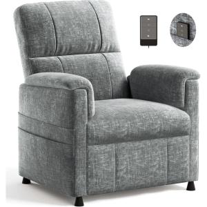 imageAmada Power Recliner Chair Chenille Electric Reclining Chair for Adults for Small Spaces with Remote ampamp Side Pockets Thick Seat Cushion for Living Room ampamp Bedroom Home Theater RVNeutral Gray