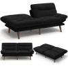 imageAMADA HOMEFURNISHING 3 in 1 Convertible Futon Sofa BedCorduroy Futon Couch with Adjustable Backrest and Armrests Recliner Sleeper Sofa for Small Spaces Play Room or OfficeInk Black