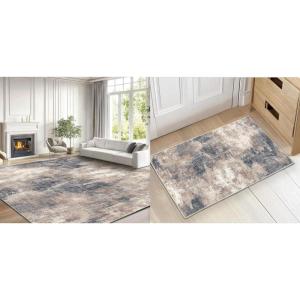 imageAMADA HOMEFURNISHING 8x10 Area Rug with 2x3 Modern Modern Abstract Living Room Rug Large Washable Rug with Abstract Pattern for Living Room Bedroom and Dinning Room Brown