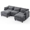 imageAmada 1115quot UShaped Modular Sectional Sofa Modern Comfy Cloud Couch Sectional Sofa with Movable Ottoman 5Seat Chenille Deep Seat Sofa Sleeper Deep Seat Sofa with 5 Pillows for Living Room BlueGrey