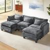 imageAmada 1115quot UShaped Modular Sectional Sofa Modern Comfy Cloud Couch Sectional Sofa with Movable Ottoman 5Seat Chenille Deep Seat Sofa Sleeper Deep Seat Sofa with 5 Pillows for Living Room BlueGrey