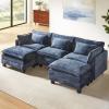 imageAmada 1115quot UShaped Modular Sectional Sofa Modern Comfy Cloud Couch Sectional Sofa with Movable Ottoman 5Seat Chenille Deep Seat Sofa Sleeper Deep Seat Sofa with 5 Pillows for Living Room BlueBlue