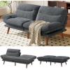 imageAmada 75quot Convertible Futon Sofa Bed Corduroy Folding Futon Set with Adjustable Backrest ampampArmrests Recliner Lounge for Living Room Apartment or Office Solid Wood Frame Loveseat Sofa Dark GreyDark Grey