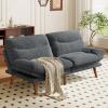 imageAmada 75quot Convertible Futon Sofa Bed Corduroy Folding Futon Set with Adjustable Backrest ampampArmrests Recliner Lounge for Living Room Apartment or Office Solid Wood Frame Loveseat Sofa Dark GreyDark Grey
