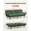 imageAmada 75quot Convertible Futon Sofa Bed Corduroy Folding Futon Set with Adjustable Backrest ampampArmrests Recliner Lounge for Living Room Apartment or Office Solid Wood Frame Loveseat Sofa Dark GreyForest Green