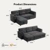 imageAmada Sectional Sofa Bed with Reversible Storage Chaise Chenille Pull Out Couch Bed Convertible Cloud Couch with USB Charging ampamp Side Pockets L Shaped Modular Couches for Living Room ampamp ApartmentDark Gray